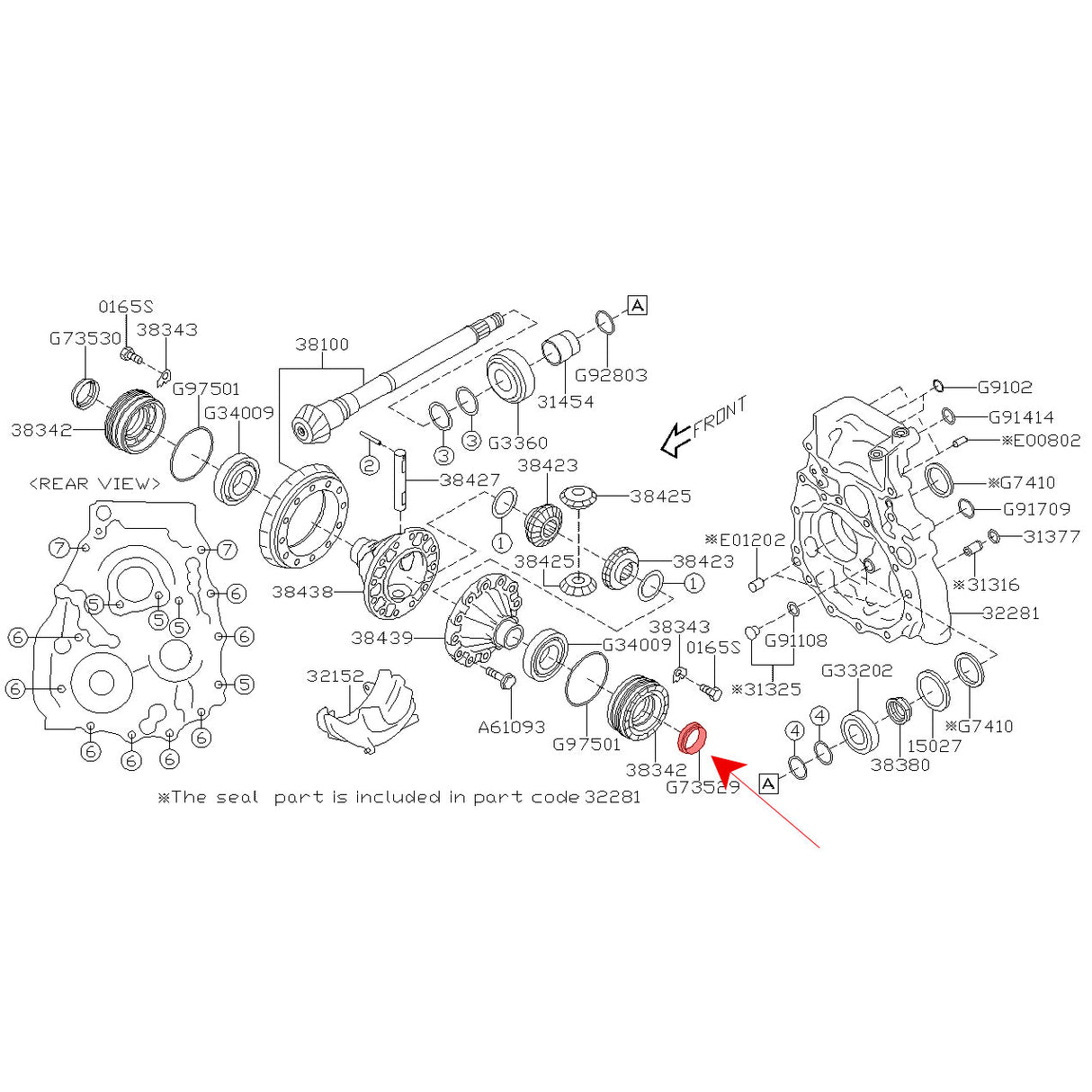 Subaru Genuine OEM Drive Shaft Seal - Front Left