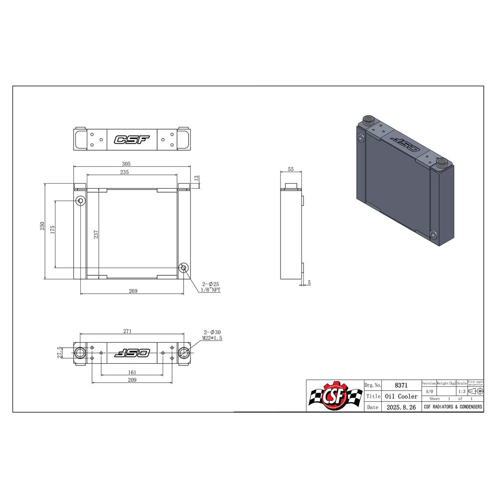 CSF Racing Large Universal Single-Pass Oil Cooler