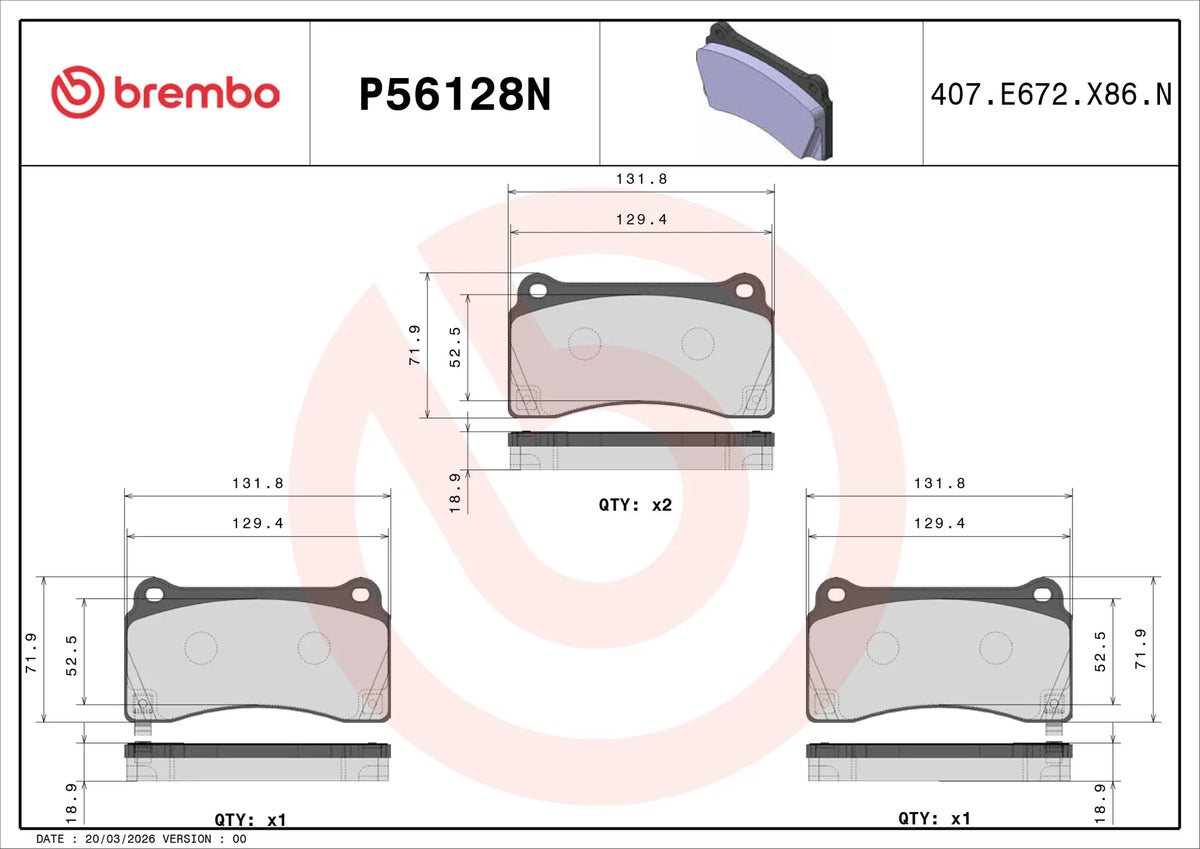 Brembo NAO Ceramic Brake Pad Set