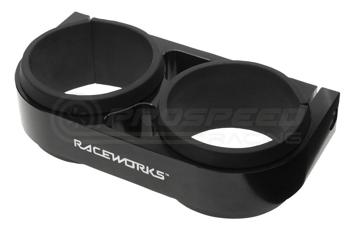 Raceworks Billet Twin External Fuel Pump Bracket 60mm Black Suit 044 Style Pumps - Suits ALY-124BK A