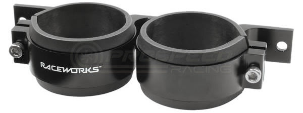 Raceworks Billet Twin External Fuel Pump Bracket 60mm Black Suit 044 Style Pumps - Universal ALY-003