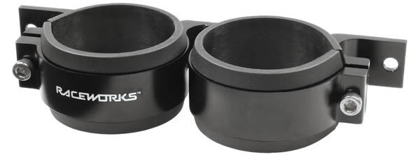 Raceworks Billet Twin External Fuel Pump Bracket 60mm Black Suit 044 Style Pumps - Universal