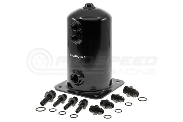 Raceworks Surge Tank AN-8 Single Outlet Black - 1.5L ALY-068BK | Pro Speed Racing