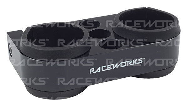 Raceworks Billet Twin External Fuel Pump Bracket Black Suit Pierburg/Walbro Pumps - Universal
