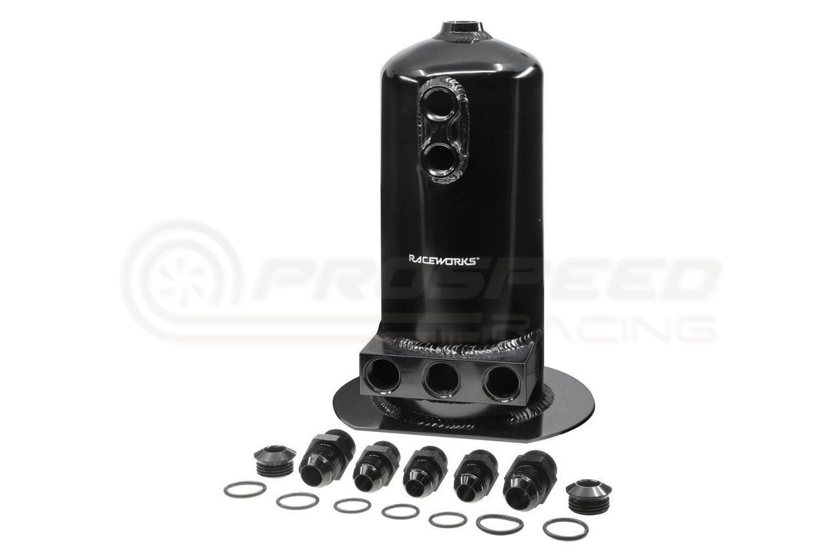 Raceworks Surge Tank AN-8 Single/Dual Outlet Black - 2.5L ALY-158BK | Pro Speed Racing