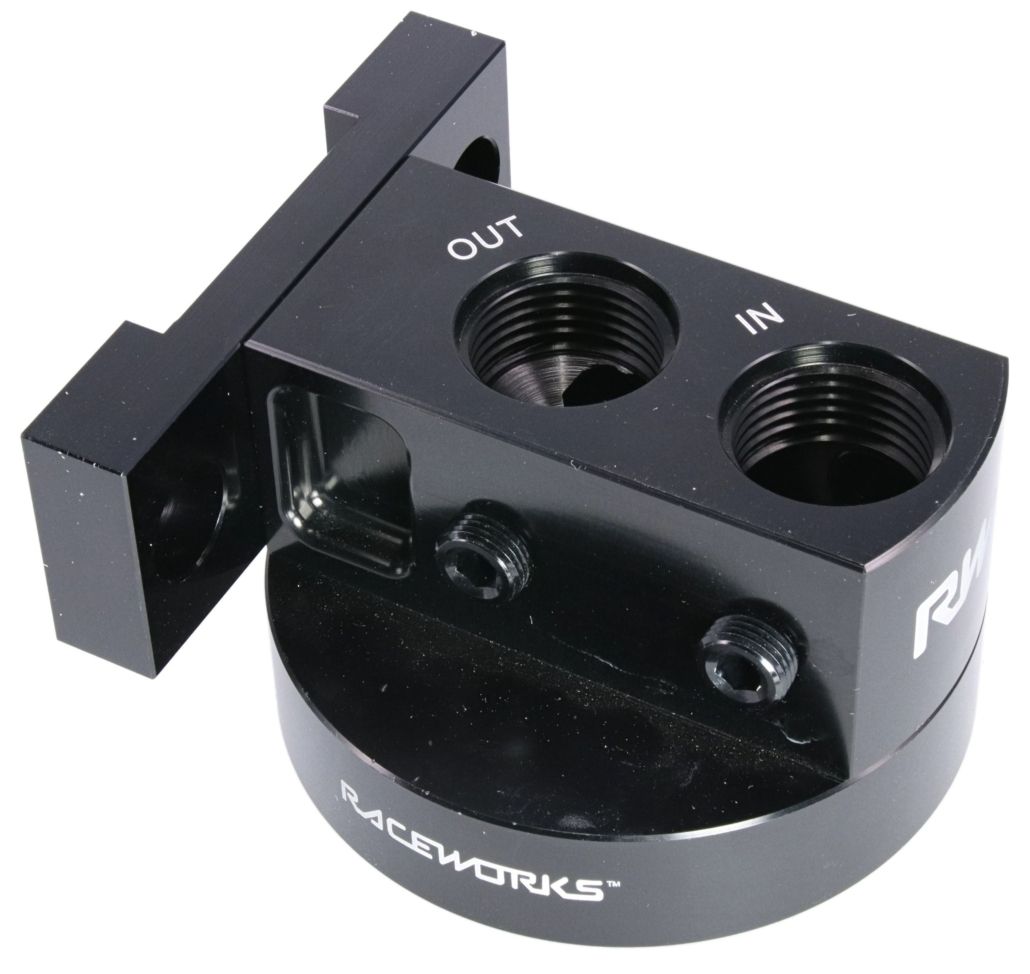 Raceworks Billet 2 Port Top Entry Remote Oil Filter Mount 3/4"-16