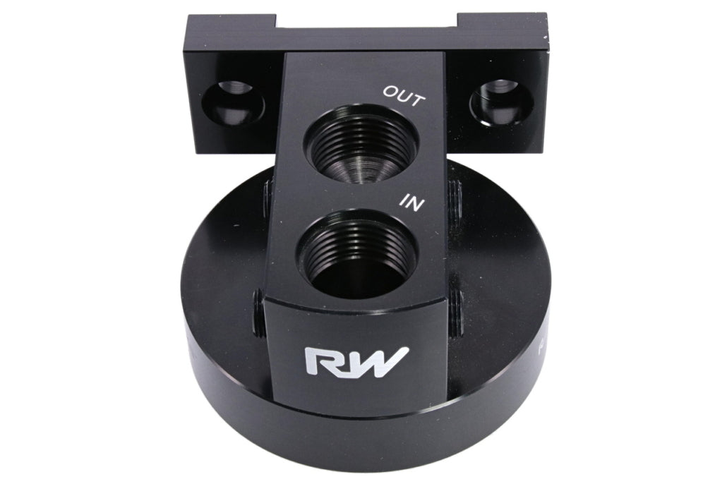Raceworks Billet 2 Port Top Entry Remote Oil Filter Mount 3/4"-16