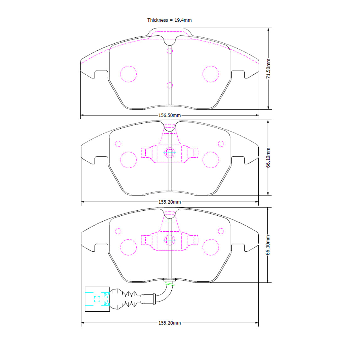 APR Direct Replacement Brake Pads Front