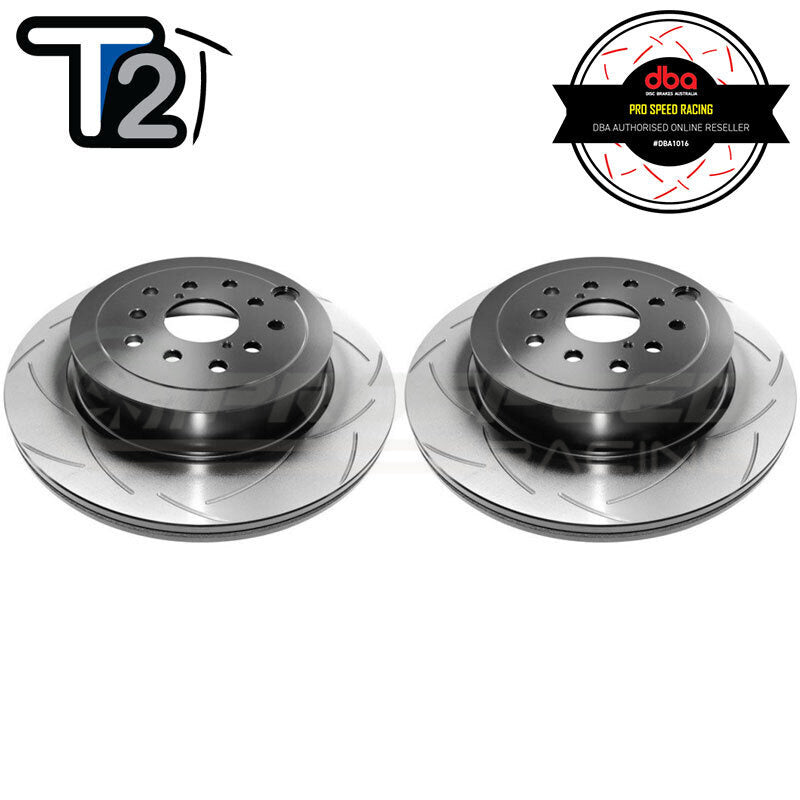DBA T2 Street Series Slotted Rear Rotors PAIR - STI 08-17/BRZ tS 17-19/Toyota 86 GTS 17-19 Brembo