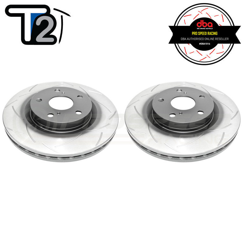 DBA T2 Series Slotted Front Rotors PAIR - Toyota Camry 06-17/RAV4 05-19/Lexus ES300h/ES350 DBA2709S