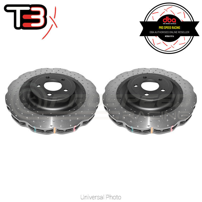 DBA T3 4000XD Wave Drilled/Dimpled Rear Rotors PAIR - Ford Mustang GT/Ecoboost FM/FM DBA42165WXD