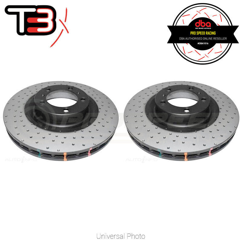 DBA 4000 XD Series Drilled/Dimpled Rotors PAIR - Subaru WRX STi ( Brembo 6 Pot Spec "R" Yellow Calip