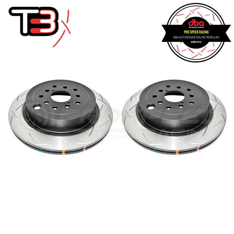 DBA T3 4000 Series Slotted Rear Rotors PAIR - Subaru STI VAB 18-19 (Yellow Brembo) DBA43051S-10 
