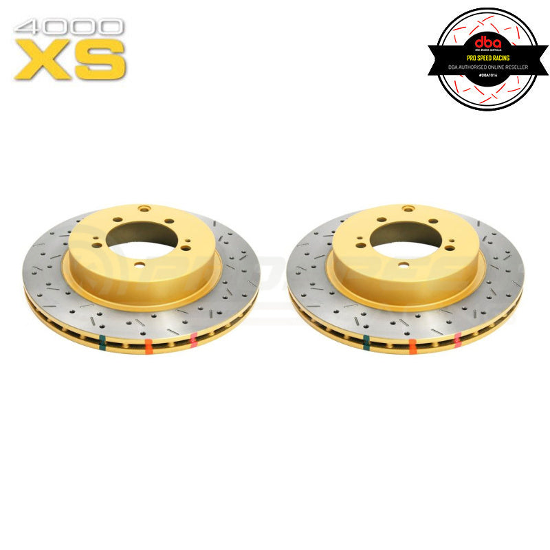 DBA HD 4000XS Series Drilled/Slotted Rear Rotors PAIR - Mitsubishi Evo 5-9 (Brembo) DBA4414XS 
