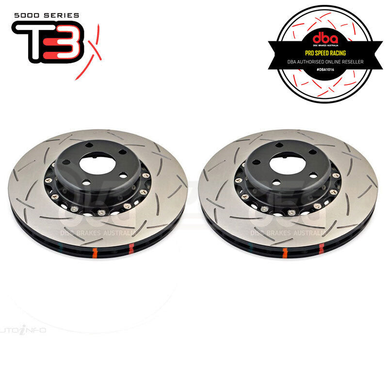DBA T3 5000 Series 2-Piece Slotted Front Rotors PAIR - WRX/Forester/BRZ/Toyota 86 GTS DBA5010BLKS