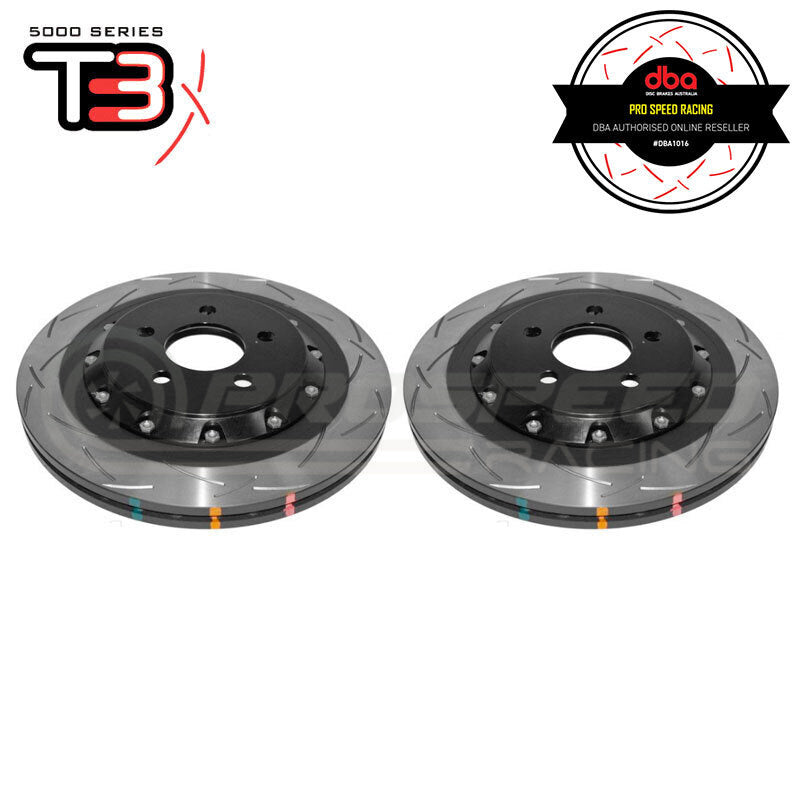 DBA T3 5000 2-Piece Slotted Rear Rotors PAIR - Ford Mustang GT/Ecoboost FM/FM 15-19 DBA52165BLKS