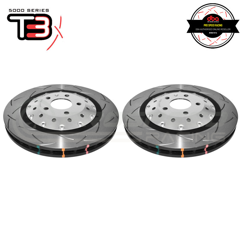 DBA T3 5000 Silver Series 2-Piece Slotted Front Rotors PAIR - Audi RS4 B8/RS5 8T/Audi R8 DBA52834