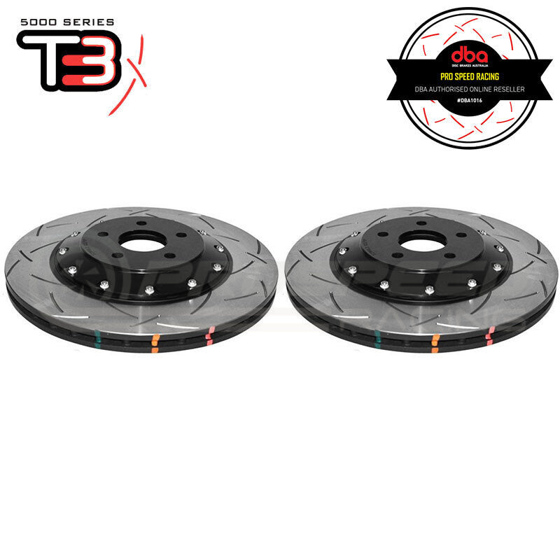 DBA T3 5000 Series 2-Piece Slotted Front Rotors PAIR  - Ford Focus RS LZ 16-17 (Brembo) DBA52968BLKS