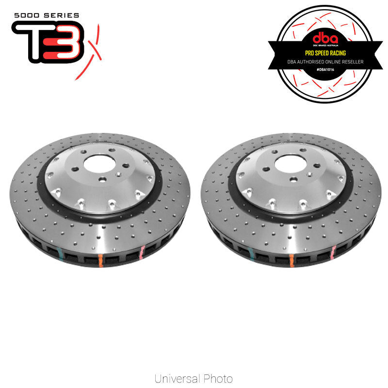 DBA 5000 XD 2-Piece Drilled/Dimpled Rotors PAIR - Audi S3 8Y/VW Golf R Mk8 (Front) DBA53927SLVXD