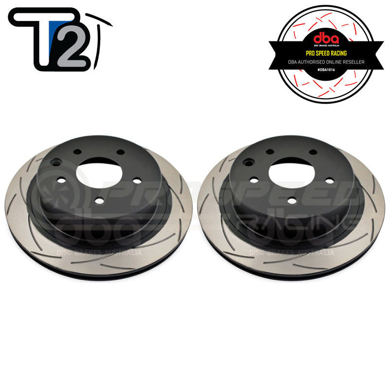 DBA T2 Series Slotted Rear Rotors PAIR - Nissan 350Z Touring (Non-Brembo) DBA574S | Pro Speed Racing