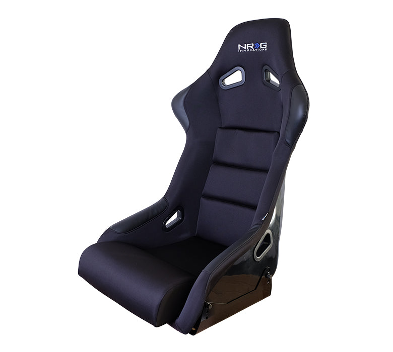 NRG FRP Race Bucket Seat Large - Black Shell/Black Cloth w/Leather Bolsters