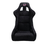 NRG "PRISMA Edition" FRP Race Bucket Seat Large - Black Pearl Shell/Black Alcantara Suede