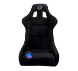 NRG "PRISMA Edition" FRP Race Bucket Seat Large - Black Pearl Shell/Black Alcantara Suede