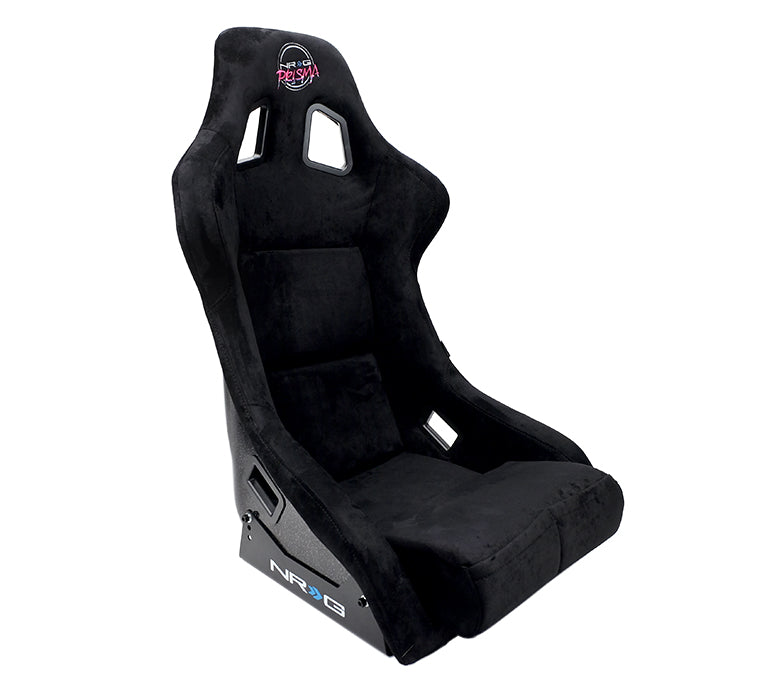 NRG "PRISMA Edition" FRP Race Bucket Seat Large - Black Pearl Shell/Black Alcantara Suede