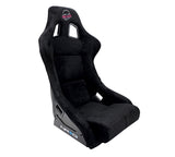 NRG "PRISMA Edition" FRP Race Bucket Seat Large - Black Pearl Shell/Black Alcantara Suede