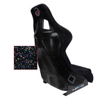 NRG "PRISMA Edition" FRP Race Bucket Seat Large - Black Pearl Shell/Black Alcantara Suede