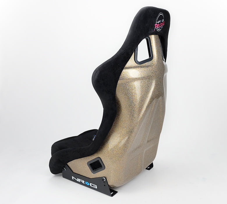 NRG "PRISMA ULTRA Edition" FRP Race Bucket Seat Large - Gold Pearl Shell/Black Alcantara Suede