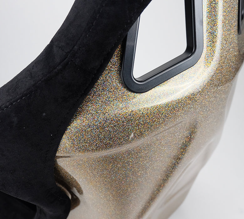 NRG "PRISMA ULTRA Edition" FRP Race Bucket Seat Large - Gold Pearl Shell/Black Alcantara Suede