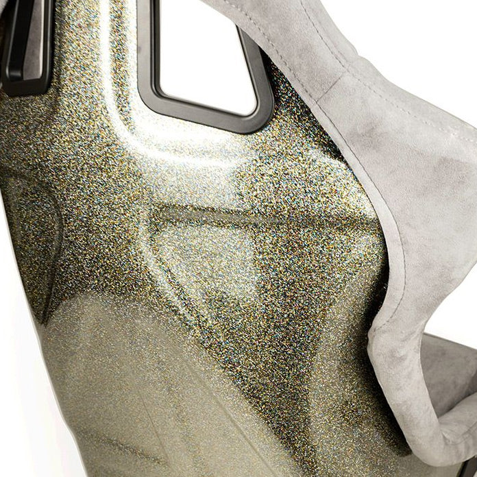 NRG "PRISMA ULTRA Edition" FRP Race Bucket Seat Large - Gold Pearl Shell/Grey Alcantara Suede