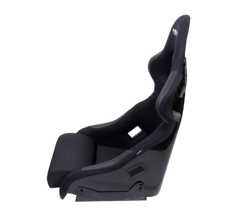 NRG FRP Race Deep Bucket Seat Medium - Black Shell/Black Cloth w/Leather Bolsters