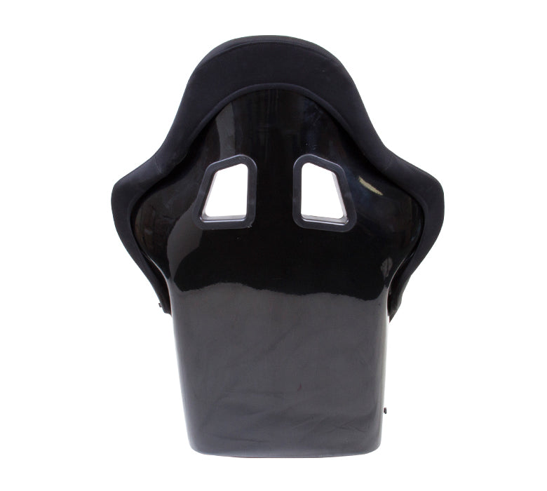 NRG FRP Race Deep Bucket Seat Medium - Black Shell/Black Cloth w/Leather Bolsters