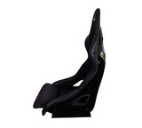 NRG FRP Race Bucket Seat Small - Black Shell/Black Cloth w/Leather Bolsters