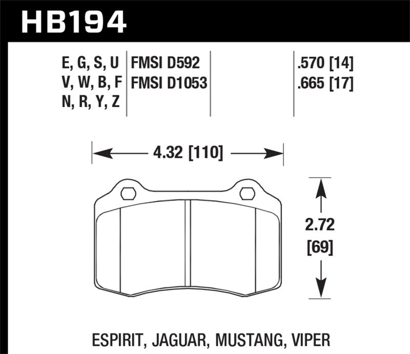 Hawk Performance DTC-60 Rear Brake Pads