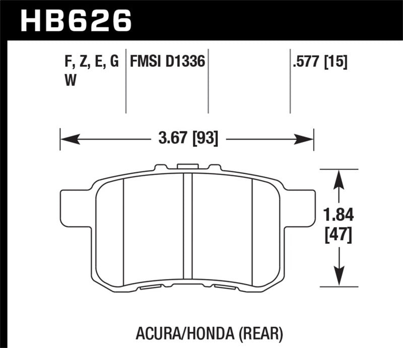 Hawk Performance HPS 5.0 Rear Brake Pads