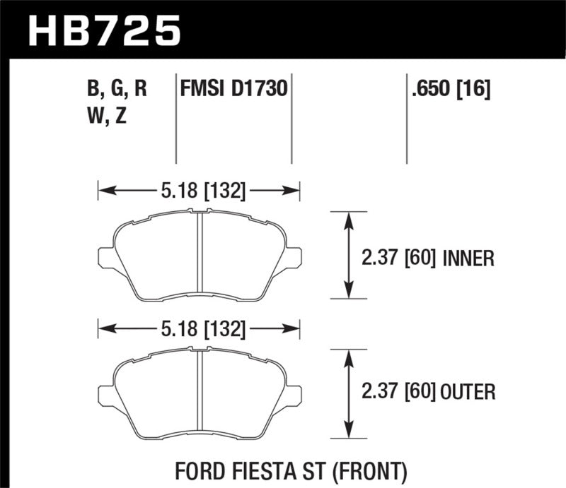 Hawk Performance HP+ Pads Front - Ford Fiesta ST WZ 13-18
