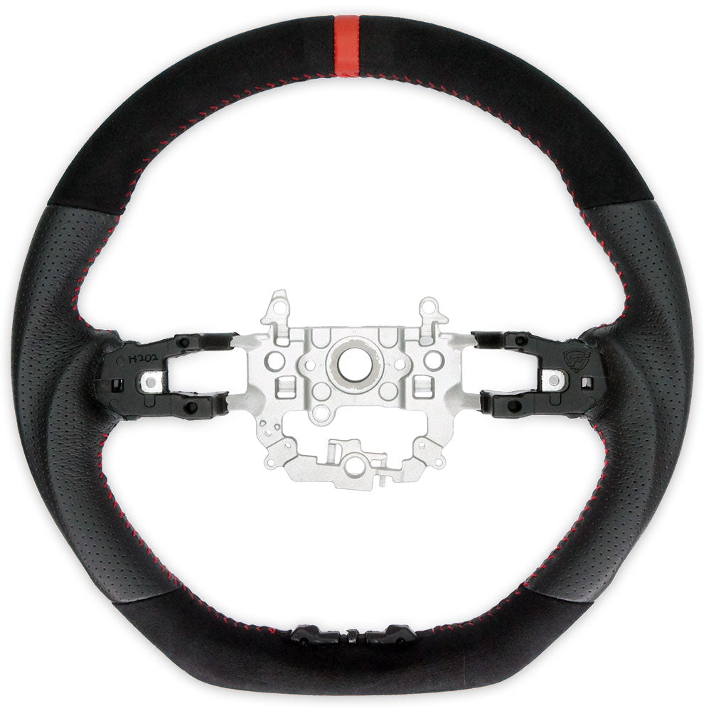 PSR Suede + Leather Steering Wheel w/Red Stitching