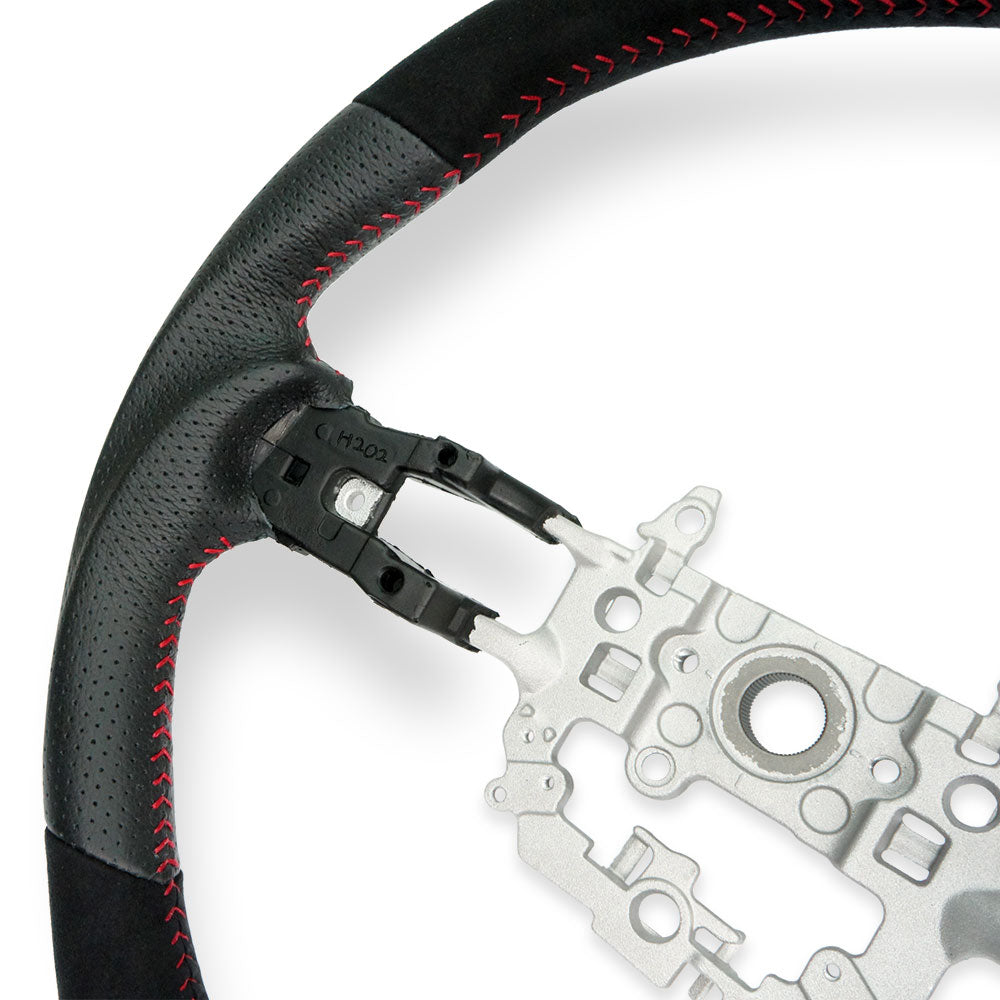 PSR Suede + Leather Steering Wheel w/Red Stitching