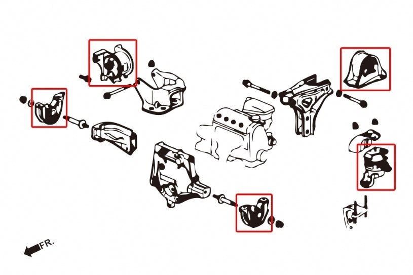 Hardrace Hardened Engine Mount 5Pcs Set (Race)