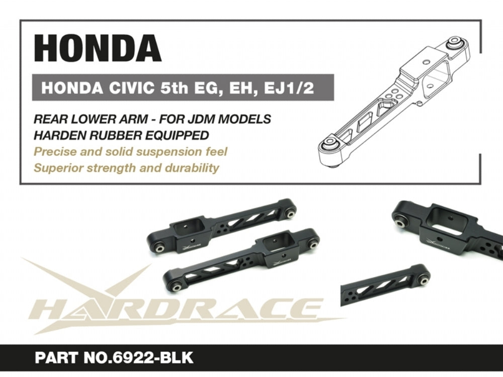Hardrace Rear Lower Control Arm Black w/Rubber Bush