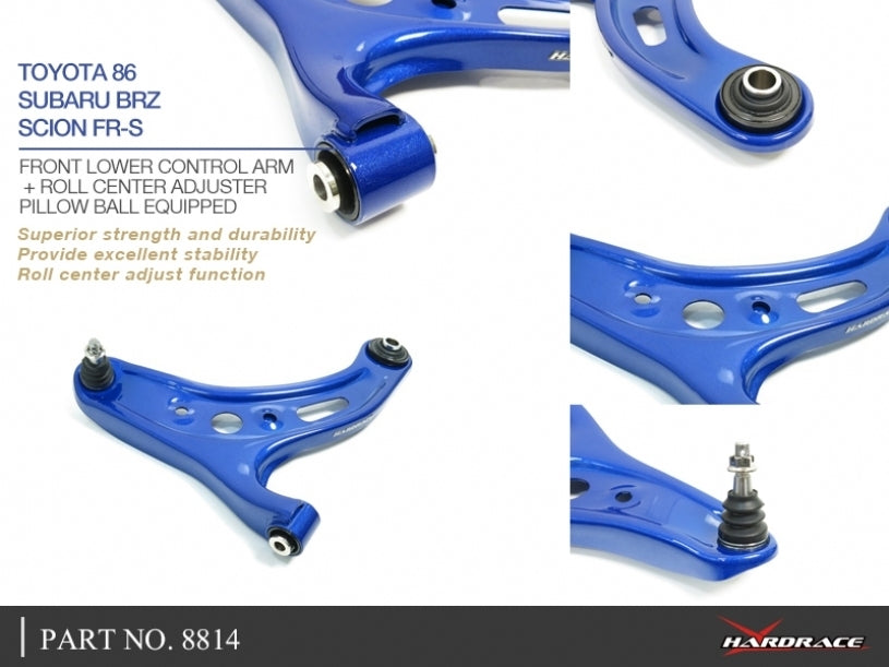 Hardrace Front Lower Control Arms + Roll Centre Adjuster Pillowball