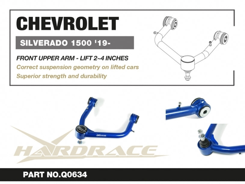 Hardrace Front Upper Arm Adj Lift 2-4" w/Rubber Bush