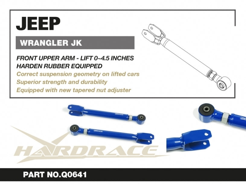 Hardrace Front Upper Arm V2 Adj Lift 0-4" w/Rubber Bush