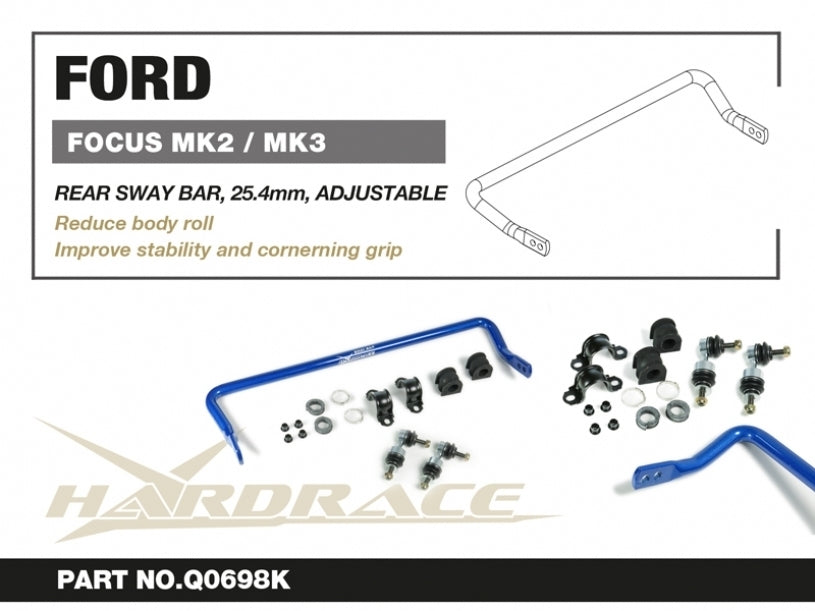 Hardrace Rear Sway Bar w/Endlinks 25.4mm