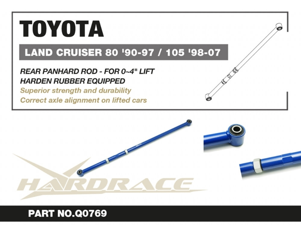 Hardrace Rear Panhard Rod 0-4" Lift w/Rubber Bush