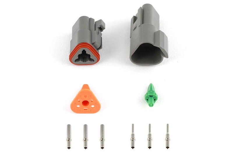 Haltech Plug and Pins Only - Matching Set of Deutsch DT-3 Connectors (DT06-3S + DT04-3P) - (13 Amp) HT-031113