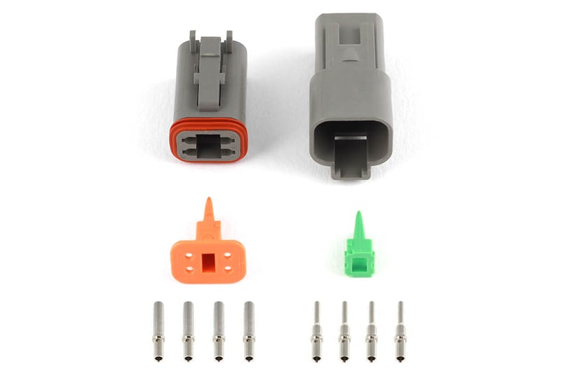 Haltech Plug and Pins Only - Matching Set of Deutsch DT-4 Connectors  (DT06-4S + DT04-4P) - (13 Amp) HT-031114